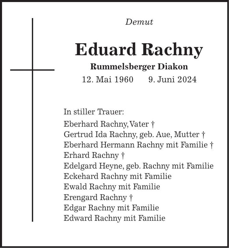 Traueranzeige Eduard Rachny