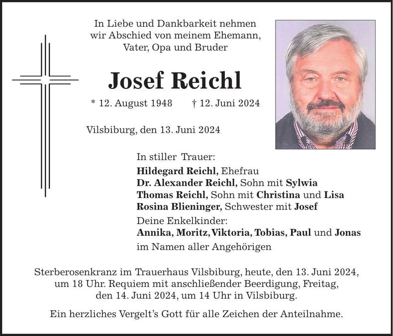 Traueranzeige Reichl Josef