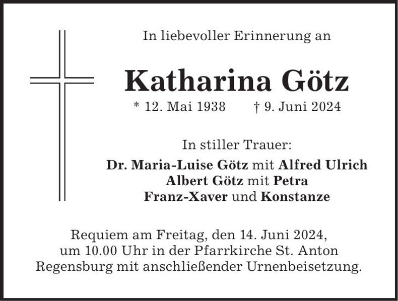 Traueranzeige Katharina Götz