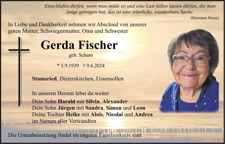 Traueranzeige Gerda Fischer