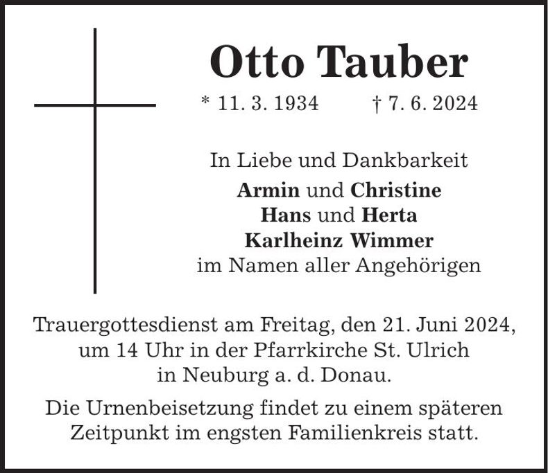 Traueranzeige Otto Tauber