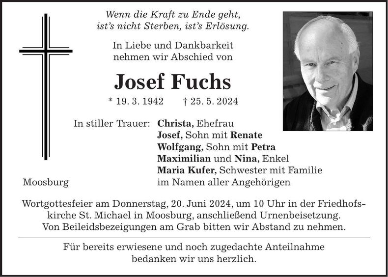 Traueranzeige Josef Fuchs