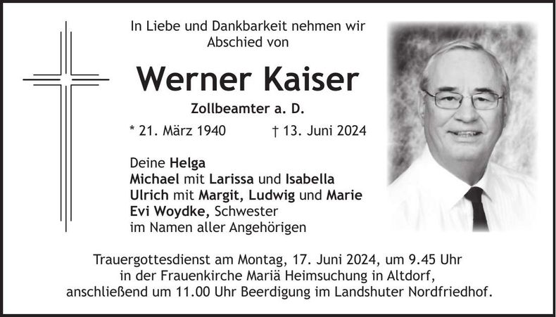 Traueranzeige Werner Kaiser