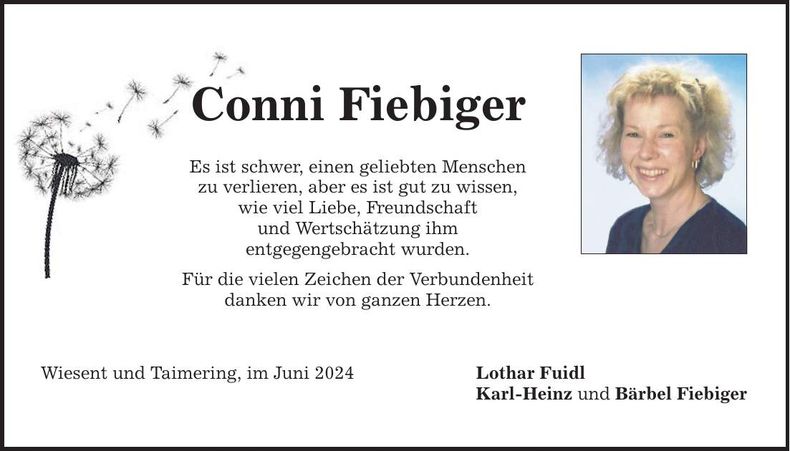 Traueranzeige Conni Fiebiger