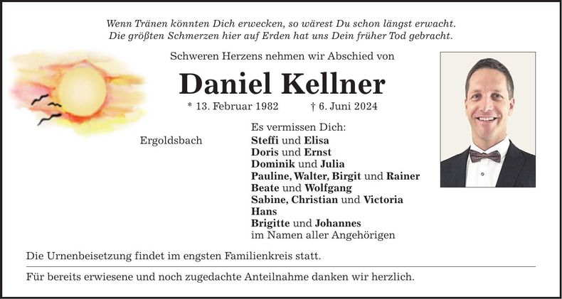 Traueranzeige Daniel Kellner