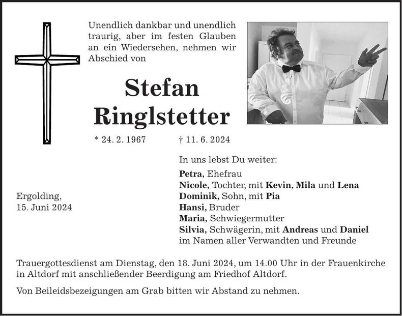 Traueranzeige Stefan Ringlstetter