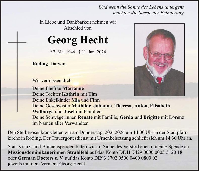 Traueranzeige Georg Hecht