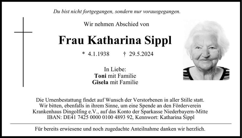 Traueranzeige Katharina Sippl