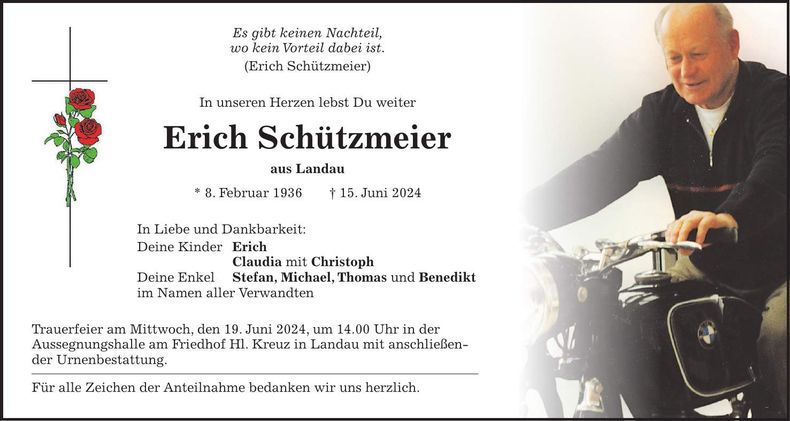 Traueranzeige Erich Schützmeier