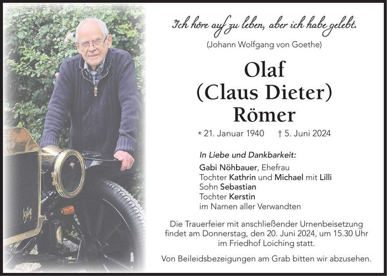 Traueranzeige Olaf Römer