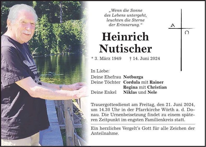 Traueranzeige Heinrich Nutischer
