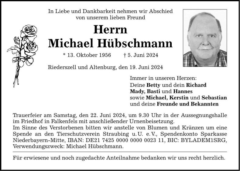 Traueranzeige Michael Hübschmann