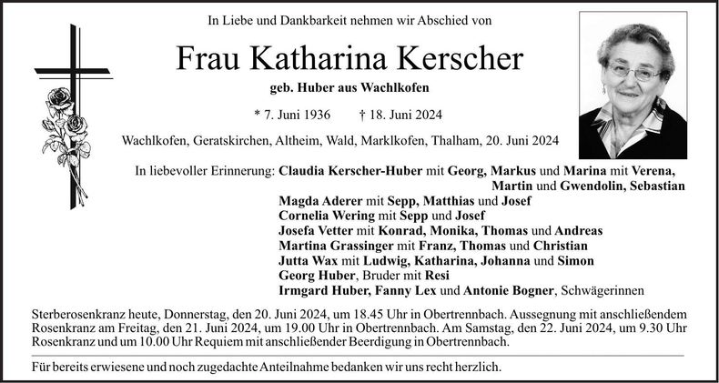 Traueranzeige Katharina Kerscher