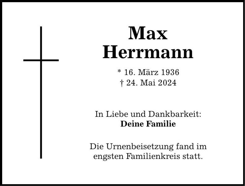 Traueranzeige Max Herrmann