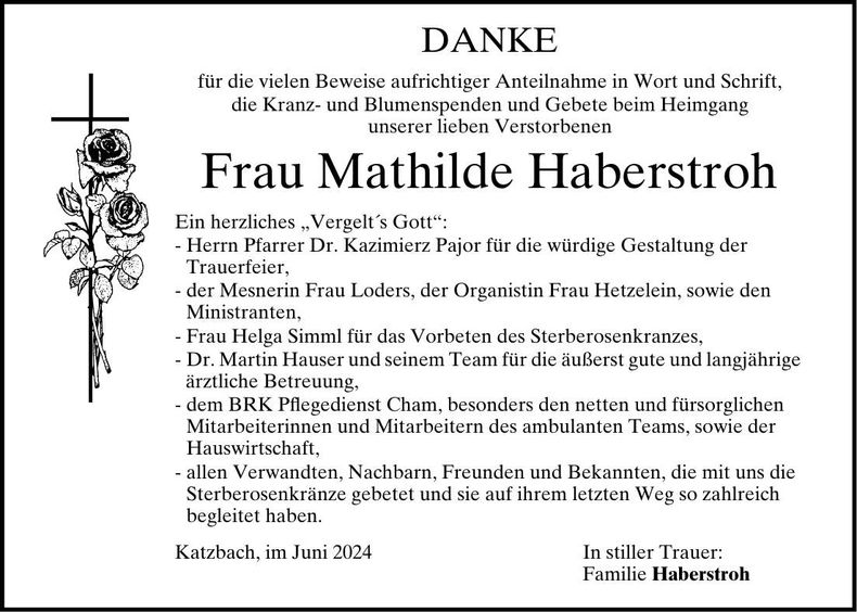 Traueranzeige Mathilde Haberstroh