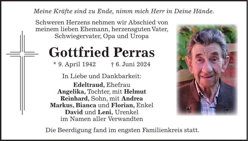 Traueranzeige Gottfried Perras