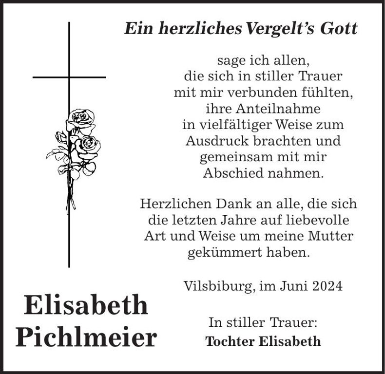 Traueranzeige Elisabeth Pichlmeier