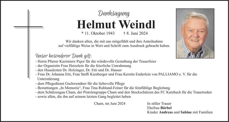 Traueranzeige Helmut Weindl