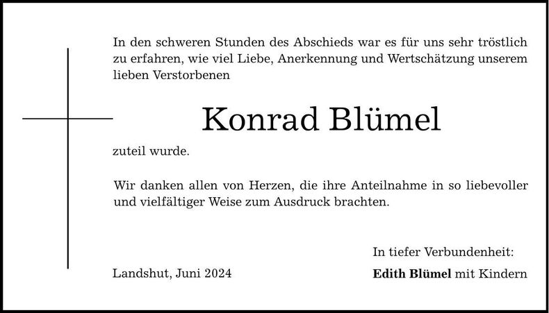 Traueranzeige Konrad Blümel
