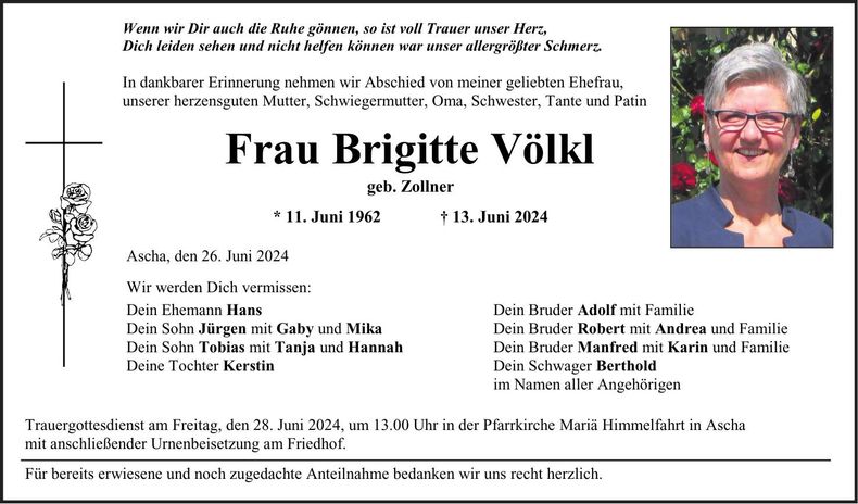 Traueranzeige Brigitte Völkl