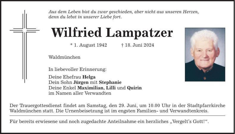 Traueranzeige Wilfried Lampatzer