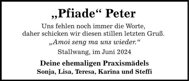 Traueranzeige Peter Utzat