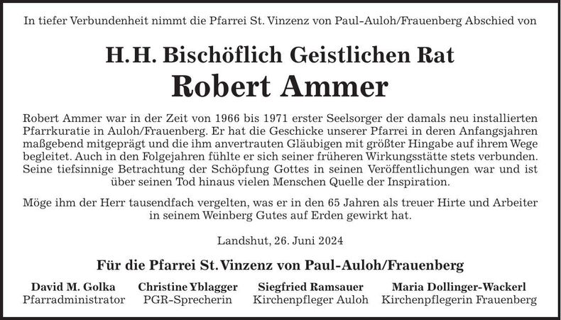 Traueranzeige Robert Ammer