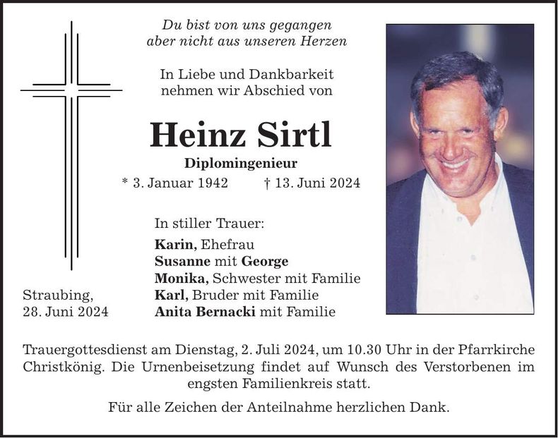 Traueranzeige Heinz Sirtl