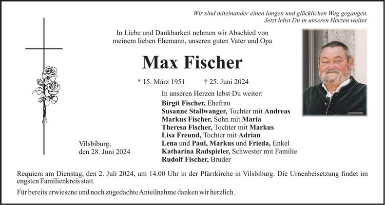 Traueranzeige Max Fischer