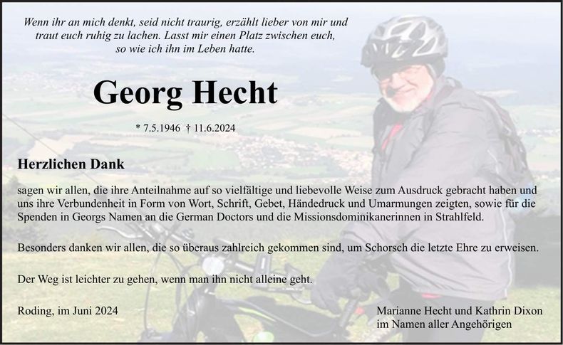 Traueranzeige Georg Hecht