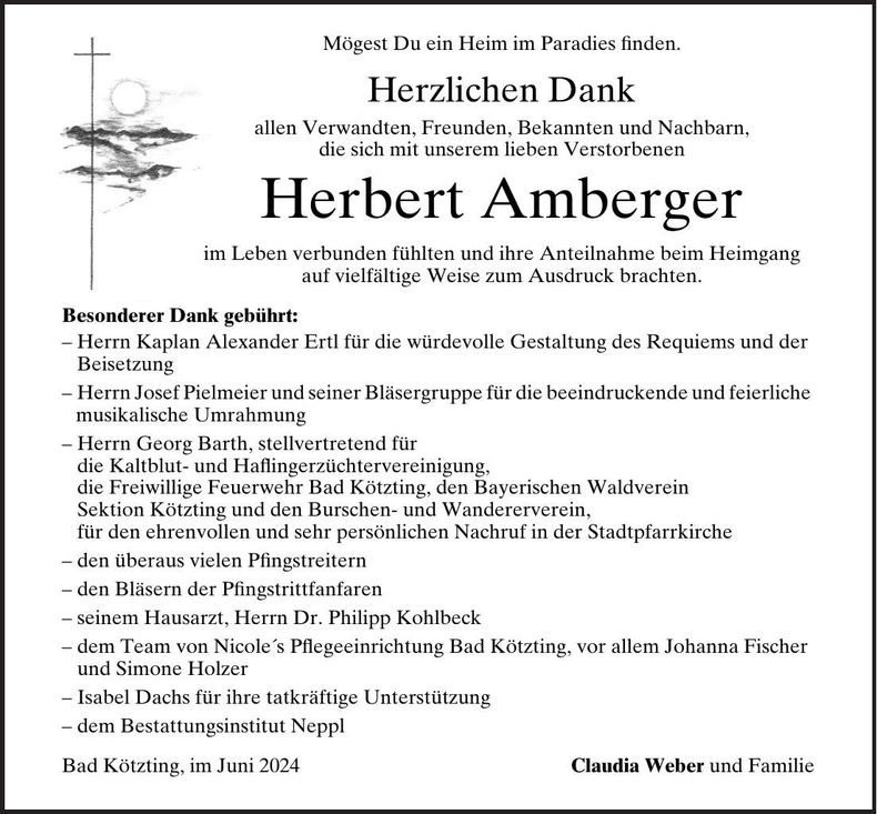 Traueranzeige Herbert Amberger
