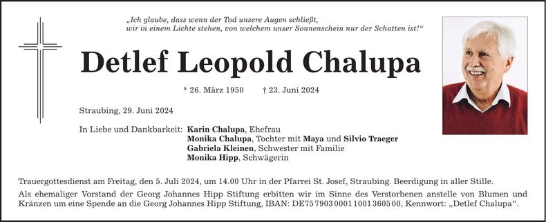 Traueranzeige Detlef Leopold Chalupa