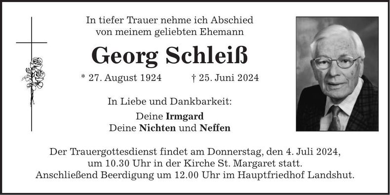 Traueranzeige Georg Schleiß