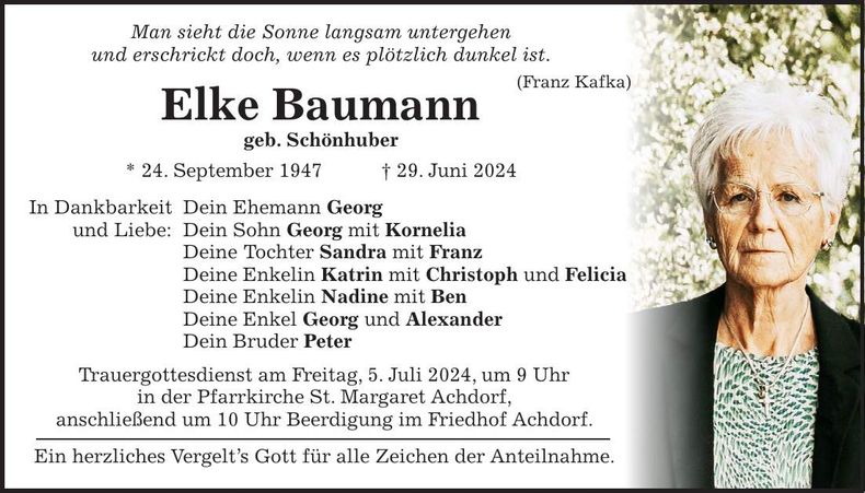 Traueranzeige Elke Baumann