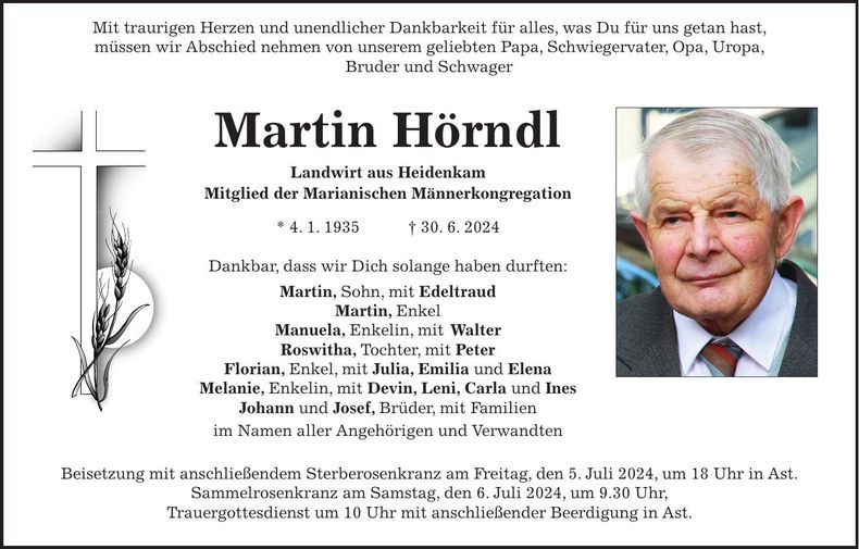 Traueranzeige Martin Hörndl