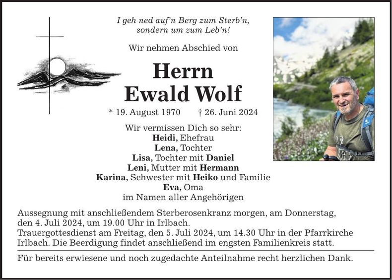 Traueranzeige Ewald Wolf
