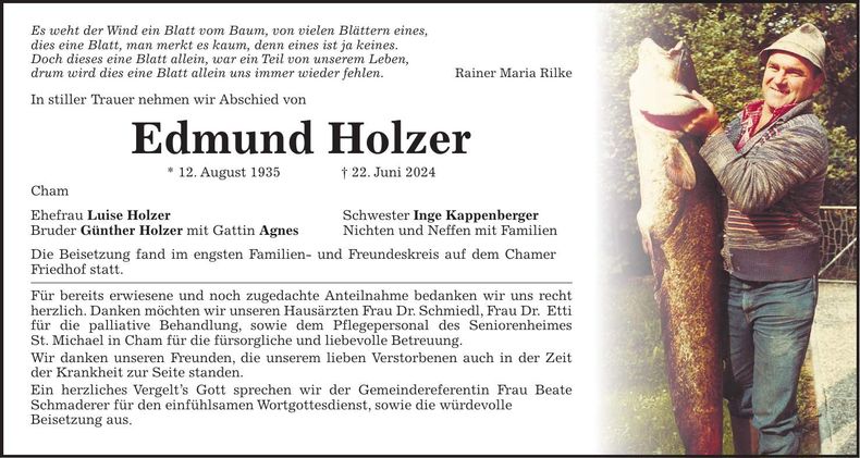 Traueranzeige Edmund Holzer