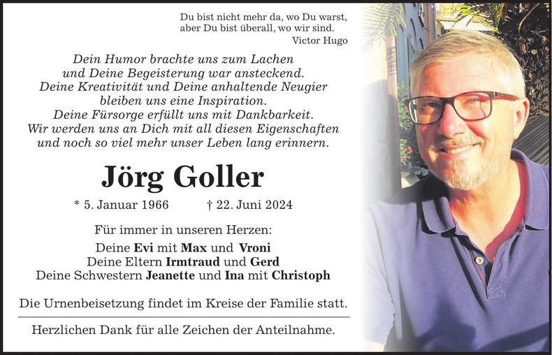Traueranzeige Jörg Goller