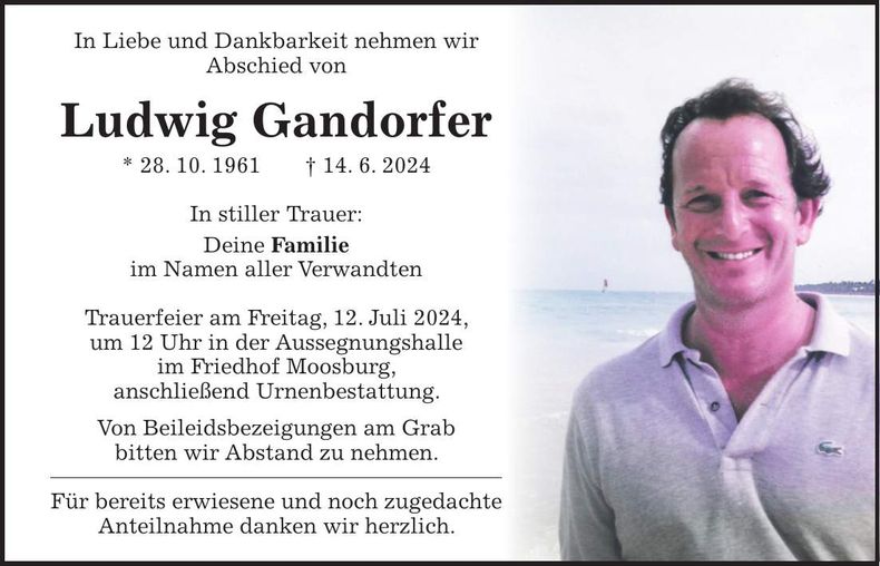 Traueranzeige Ludwig Gandorfer