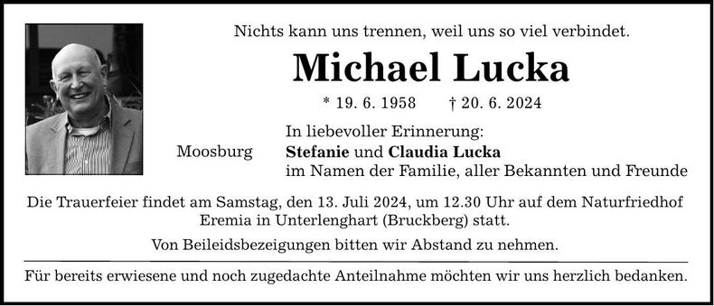 Traueranzeige Michael Lucka