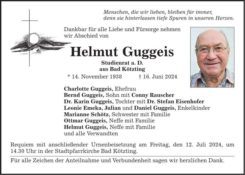 Traueranzeige Helmut Guggeis