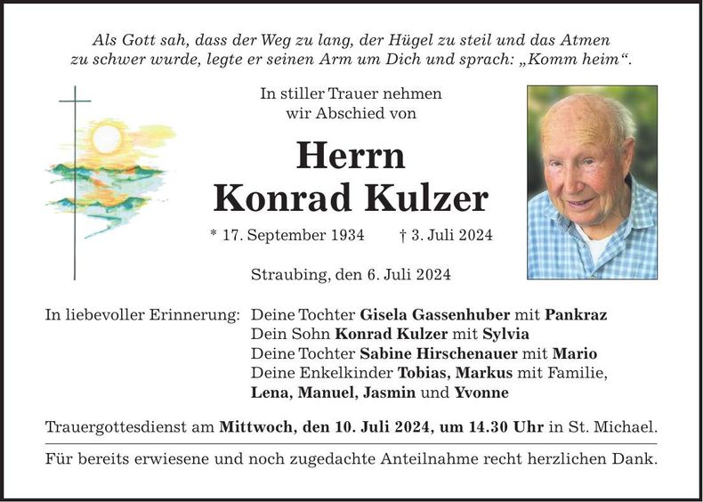 Traueranzeige Konrad Kulzer