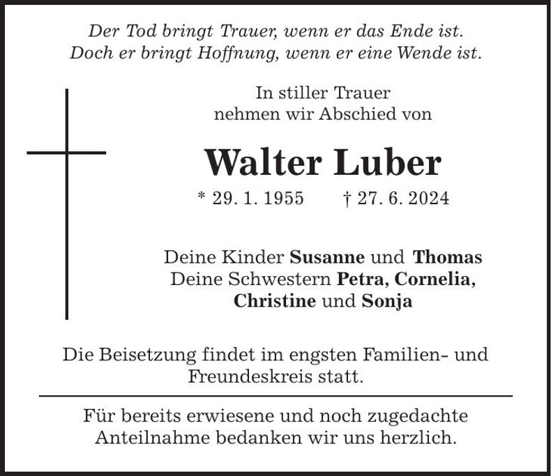 Traueranzeige Walter Luber