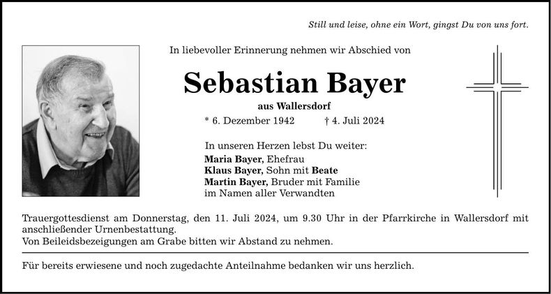 Traueranzeige Sebastian Bayer