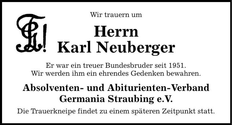 Traueranzeige Karl Neuberger