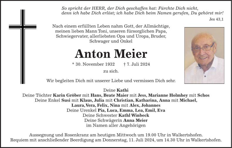 Traueranzeige Anton Meier
