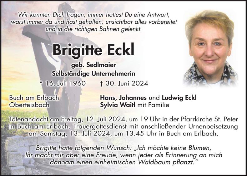 Traueranzeige Brigitte Eckl