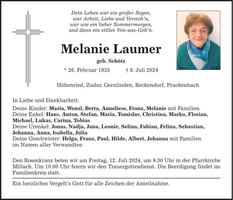 Traueranzeige Melanie Laumer