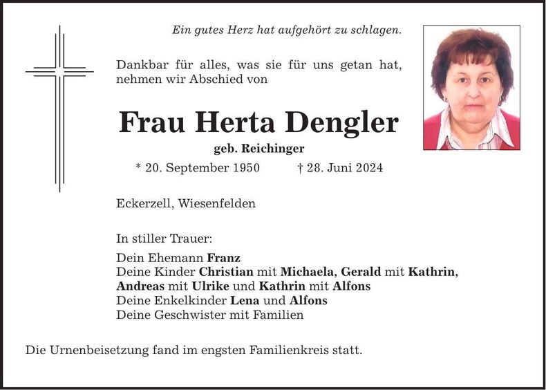 Traueranzeige Herta Dengler