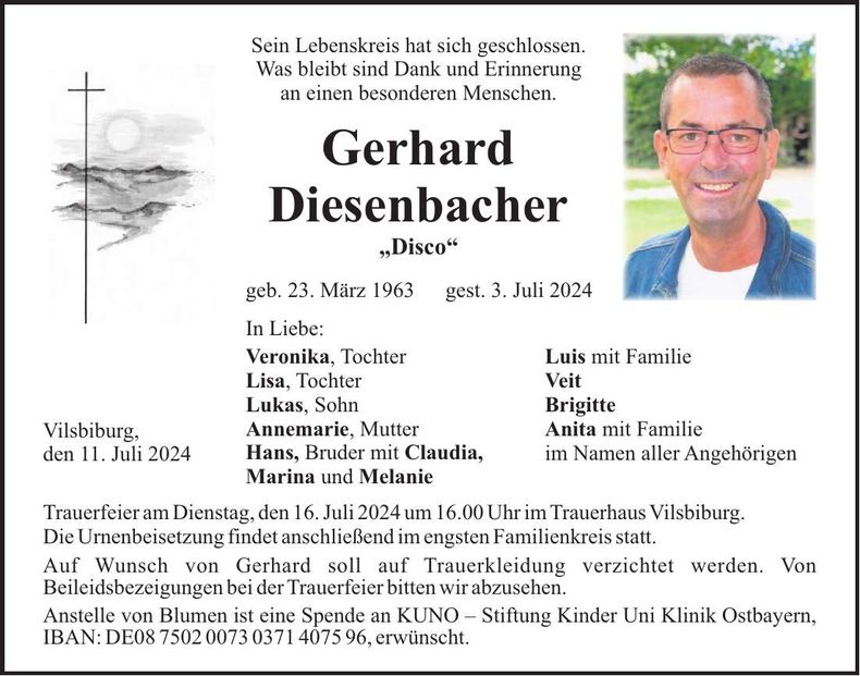 Traueranzeige Gerhard Deisenbacher
